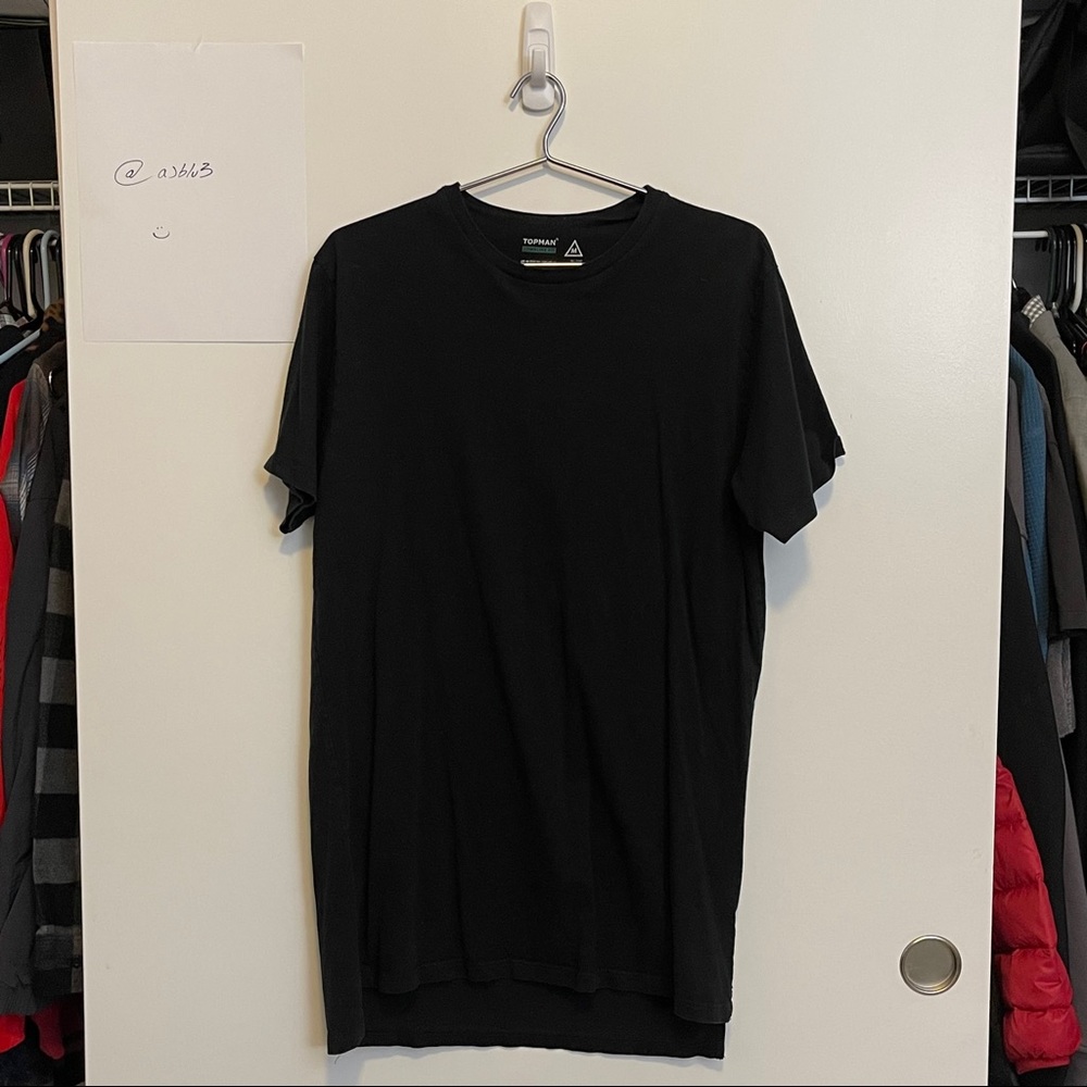 Black longline t shirt from top man
